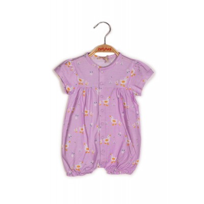 Baby-Mädchen-Lila-Overall mit Entenprint